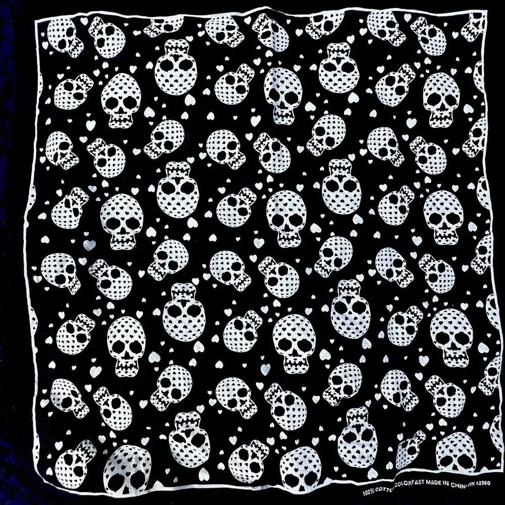 Skull Bandana 100% Cotton Fabric Gothic DIY Sewing Craft Punk Biker Halloween 21
